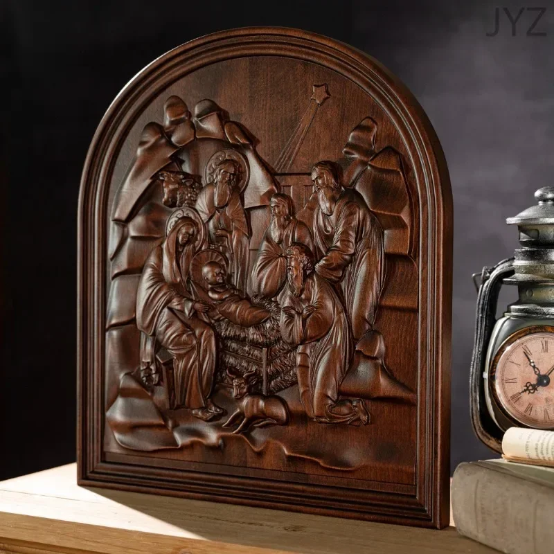 

Vintage Religious Nativity Wood Figure Scene Manger Birth Wall Decoration Home Living Statue