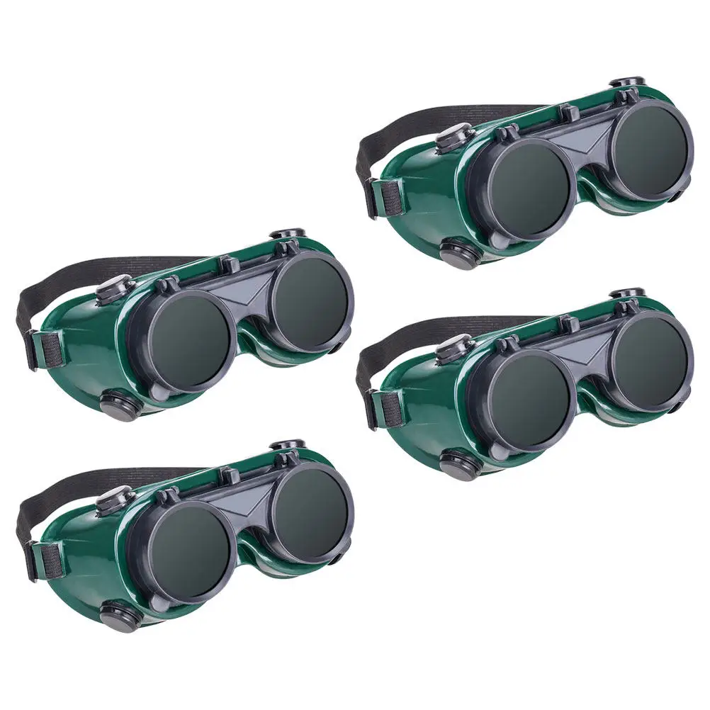 

4Pcs Anti- Ir Protection Welding Goggles Flip-Up Style Round Hole Adjustment Welding Safety Glasses Industrial Eye