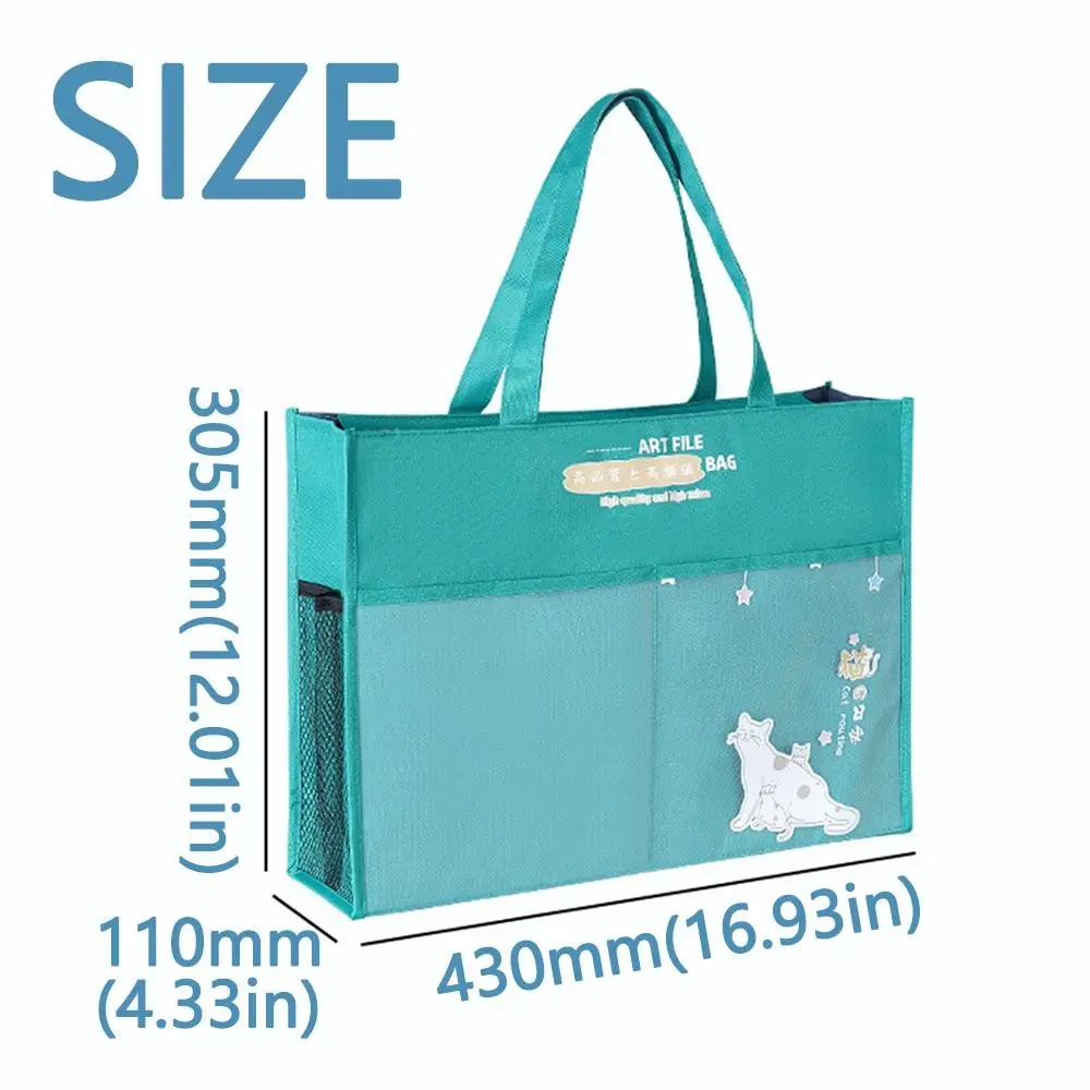 Mutli-Purpose A3 Zipper Pouch Bag Creative Large-capacity Document Book Bag Mesh with Handle Multi-layer File Organizer School