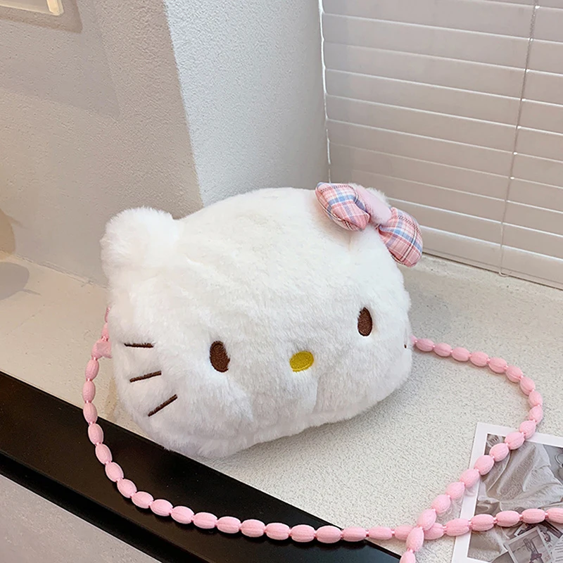 Sanrio Hello Kitty Anime Mini Shoulder Bag Kawaii Cartoon Messenger Plush Bags Earphone Storage Bag for Girl Kids Cute Rucksack