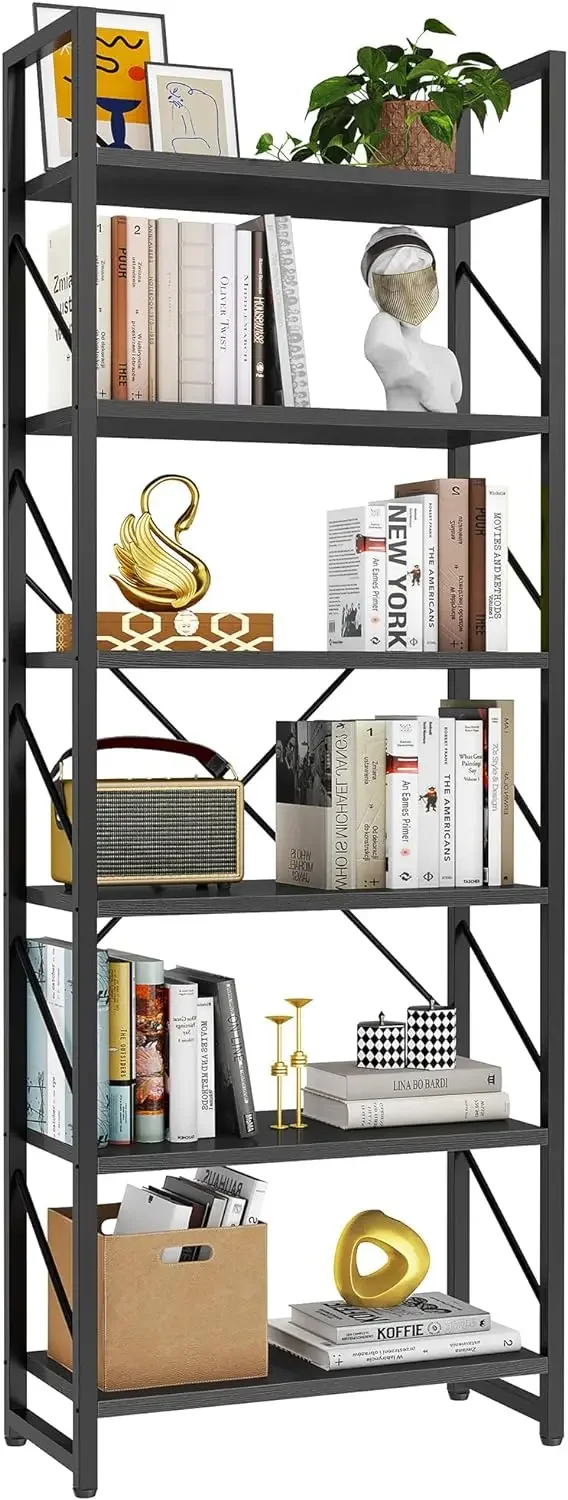 

Tall Bookshelf Modern Book Shelf 6 Tier Bookcase, Open Display Storage Rack Shelves for Living Room/Bedroom/Home