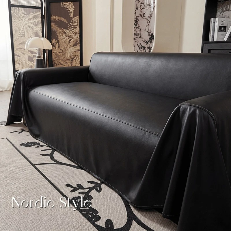 Leave-in Sofa Towel Small Soft Leather Universal in All Seasons Full Cover Non-staining, High-end Solid Color Sofa Cover
