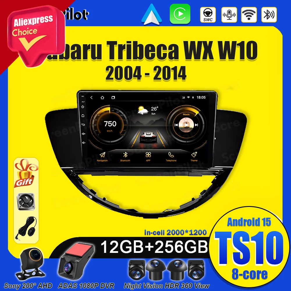 Android 15 для Subaru Tribeca WX W10 2004-2014 Автомобильный радиоприемник Мультимедийный видеоплеер GPS-навигация Сенсорный экран Зеркало Link 2 din