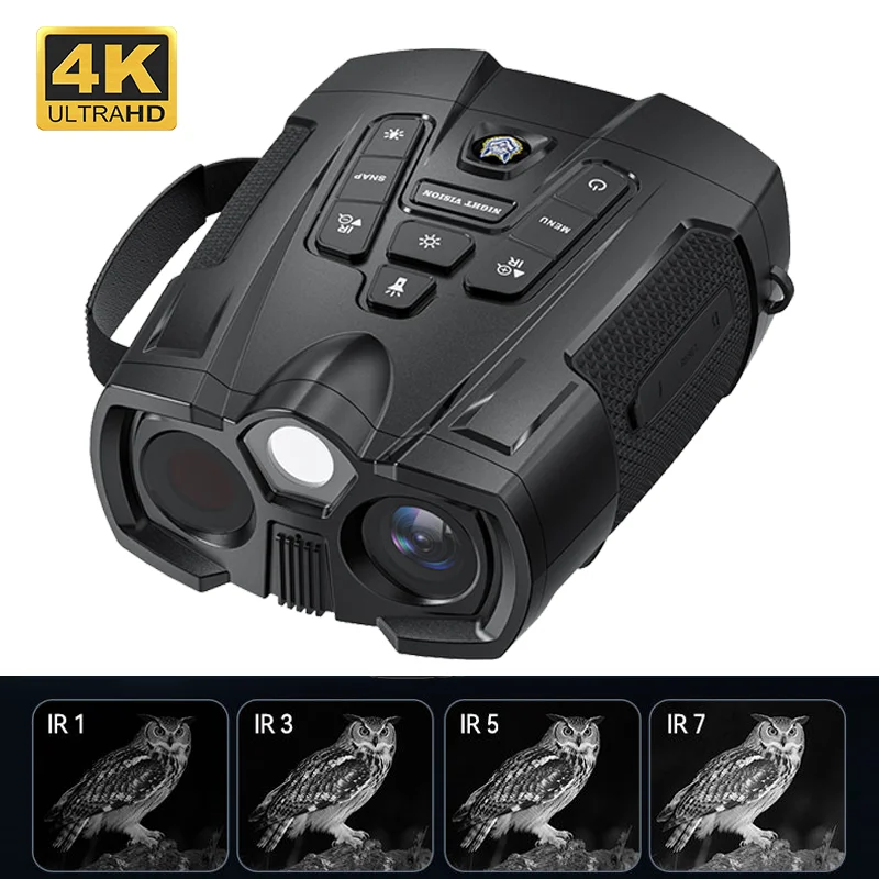 

Бинокль ночного видения 4K с 10-кратным цифровым зумом, 7-уровневый инфракрасный тактический фонарь для охоты и наблюдений