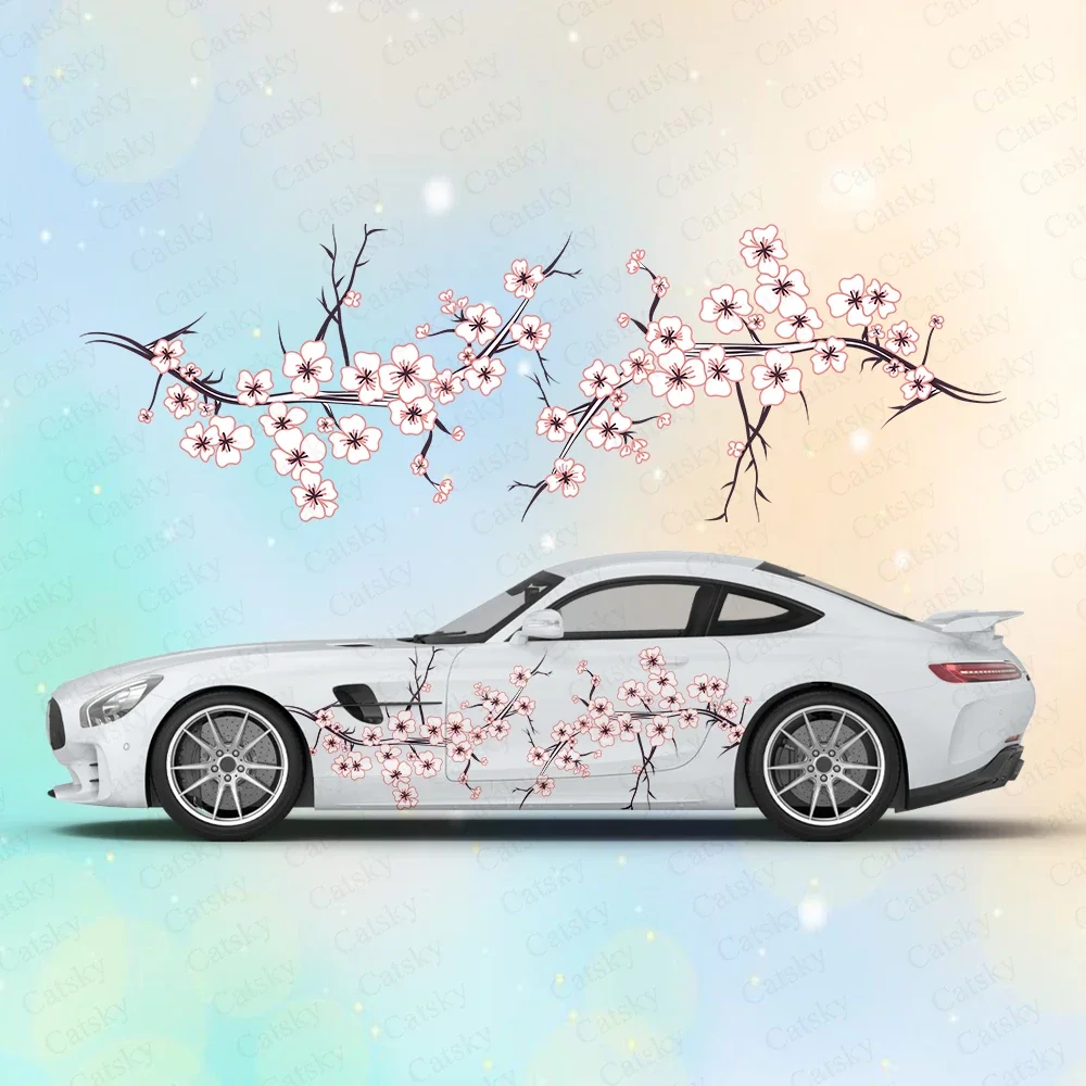 Branch of Sakura Cherry Blossoms Large Car Stickers and Decals Car Body Stickers Car-Side Decals Waterproof Car Vinyl Stickers