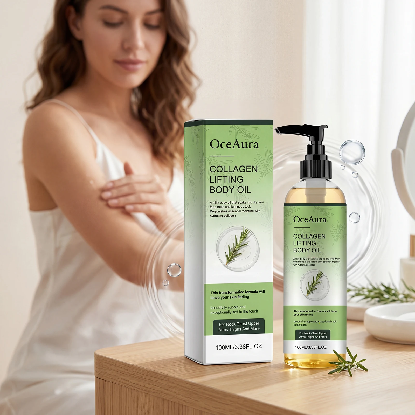 

Collagen Lifting Body Oil Glow Lightweight Nourish Moisturizing Dry Smooth Firming Neck Chest Upper Arms Thigh Cream Massage Oil
