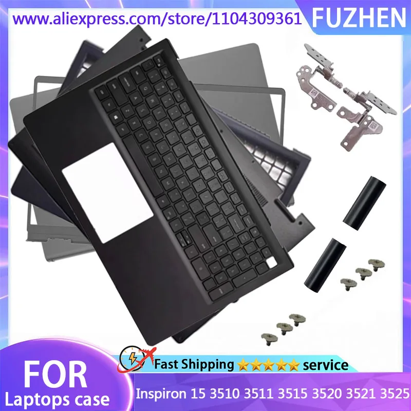 

New For Inspiron 15 3510 3511 3515 3520 3521 3525 LCD Screen Back Cover Front Bezel Hinges Palmrest Lower Bottom Case Black