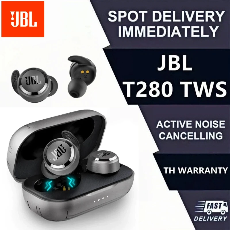 Новинка 2024 года, JBL T280 TWS True, беспроводные Bluetooth-наушники, стереонаушники с микрофоном, водонепроницаемые спортивные игровые наушники
