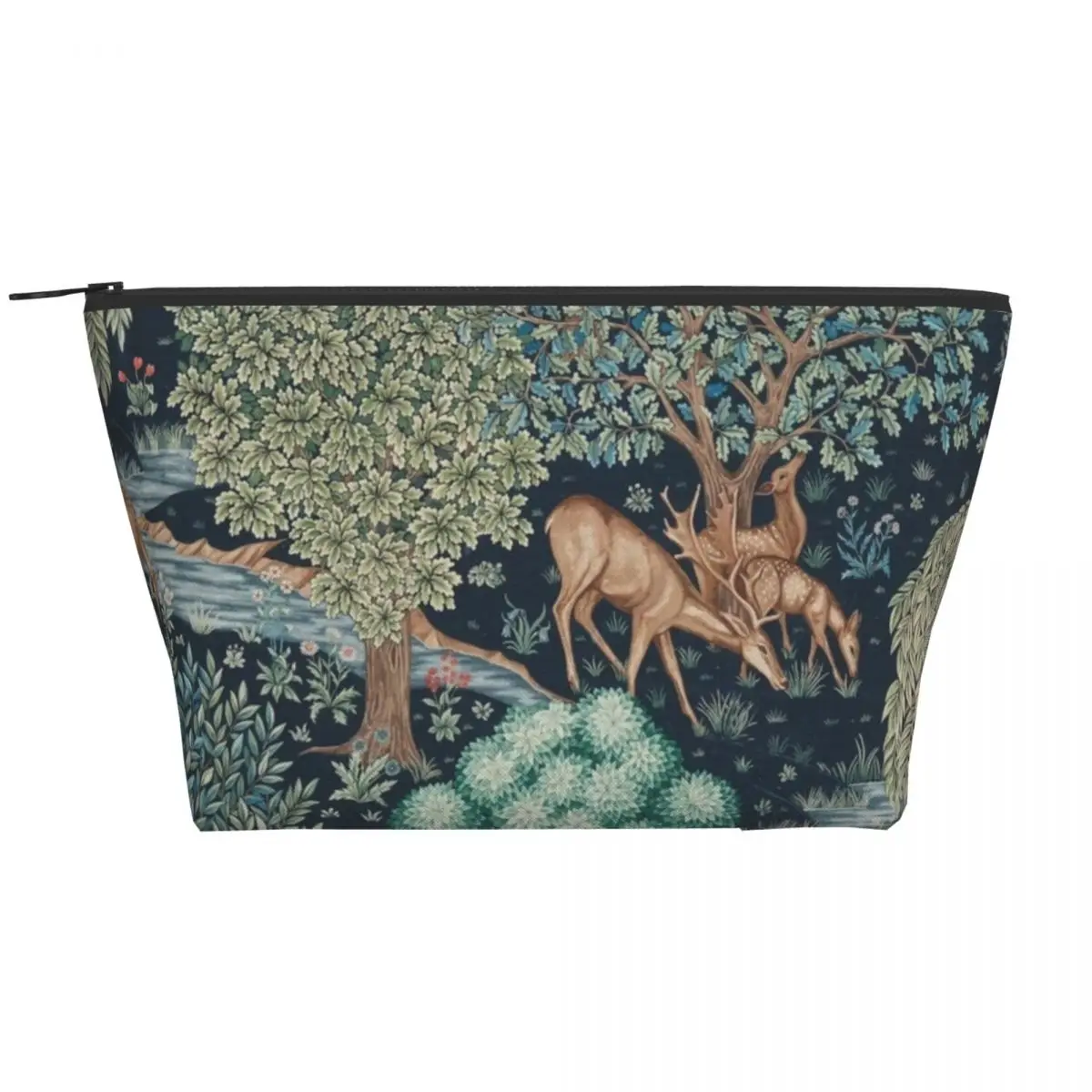 William Morris Deer Cosmetic Bag Women Cute Big Capacity Textile Pattern Makeup Case Beauty Storage Toiletry Bags