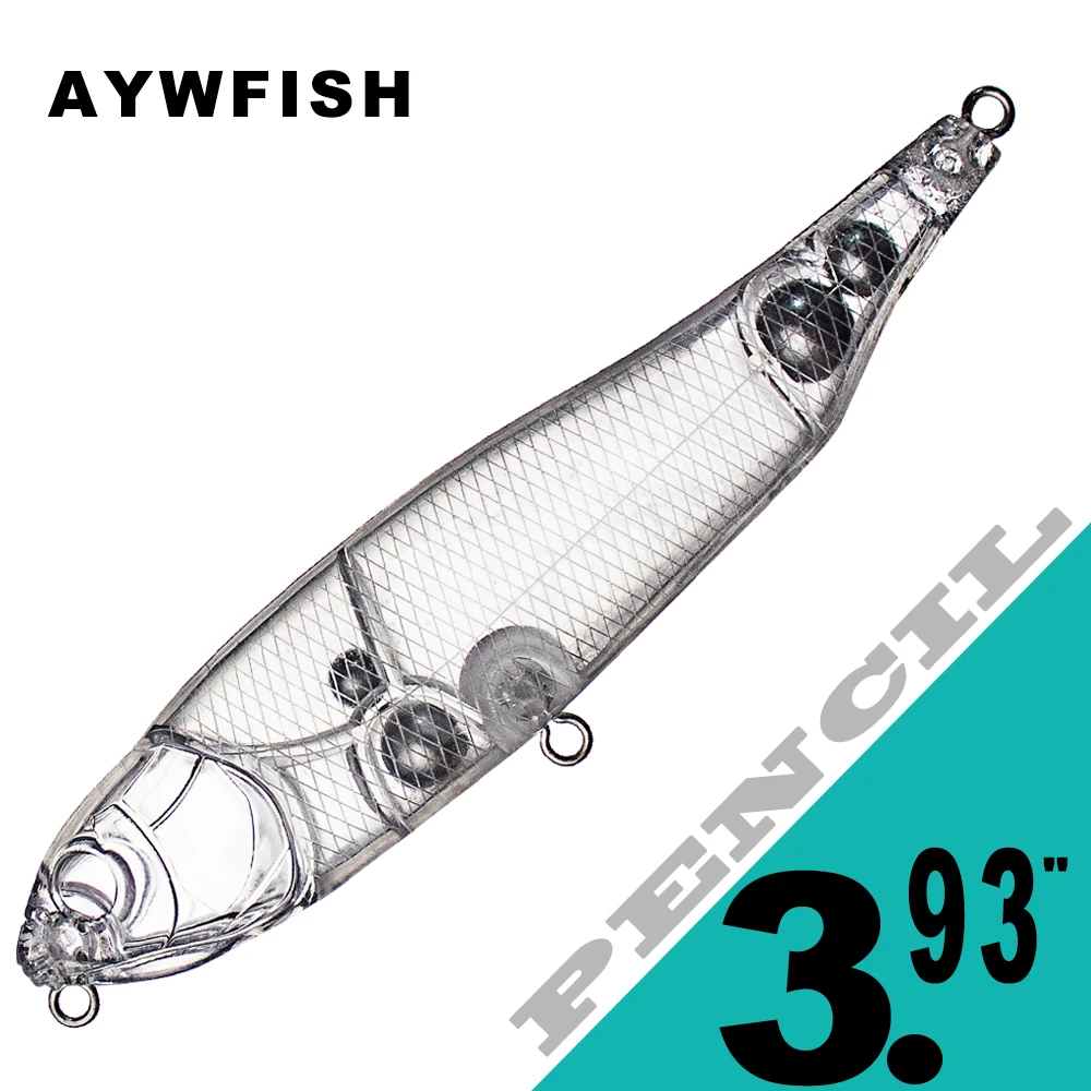 

AYWFISH 10PCS Pencil Artificial Bait DIY 10CM 12.3G Floating Fishing Lures Walk Spook Pencil Bait Blank Unpainted Topwater Bait