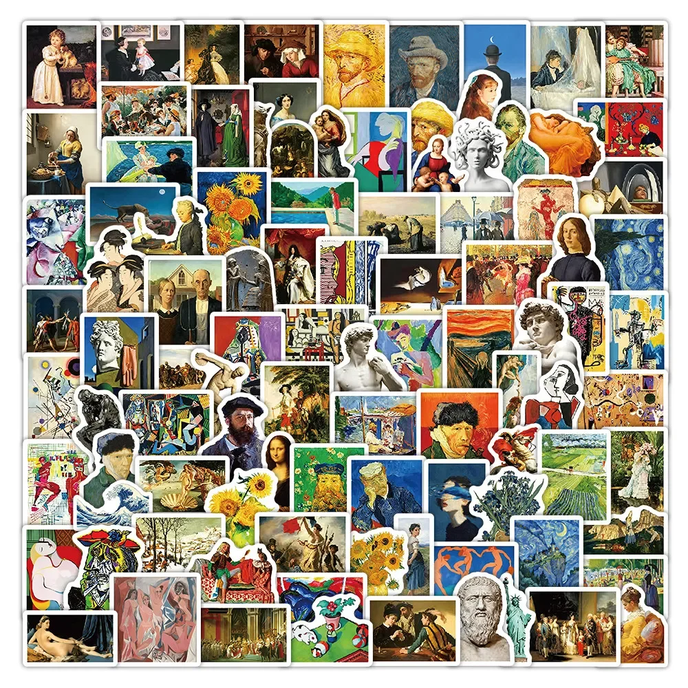 103Pcs Oil Painting Art Stickers, Vintage Aesthetic Decals for Journal, Gadget DIY Decoration Peel Joy Sticker Store
