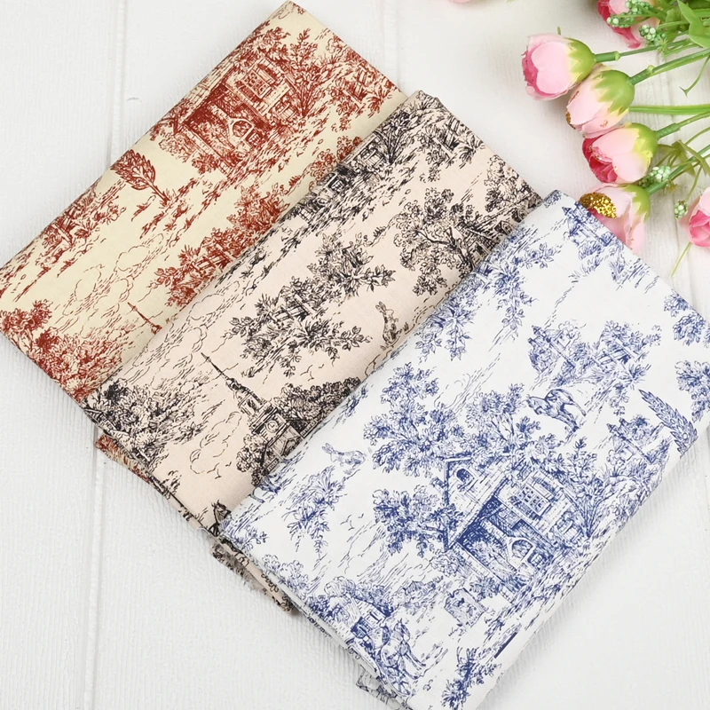 100% Cotton Fabric Vintage Style Prints Fabric DIY Supplies Dress Fabric Handmade Bag Material Half Yard