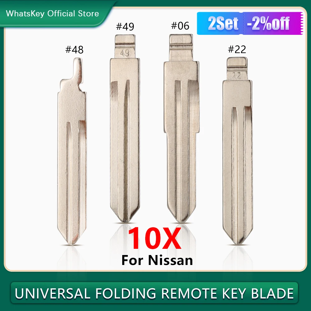 10Pcs Uncut Flip Car KD NSN14 Key Blade For Nissan Bluebird Cedric Cefiro Duke Teana Sunny TIIDA Qashqai X-Trail #06 22 48 No.49