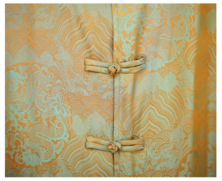 Camicia da uomo setosa in stile cinese Primavera Autunno Vestibilità ampia Costume retrò Tang Hanfu Camicia di lusso con motivo floreale abbottonato per uomo