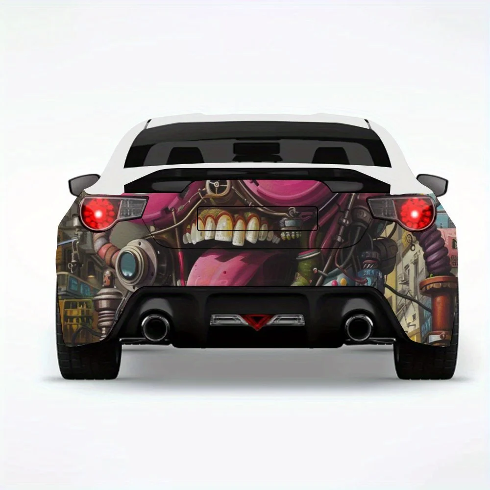 

Crazy Mechanical Head Car Sticker,Vinyl Decal for Car Rear, Waterproof Self-Adhesive Vinyl Stickers for Vehicle Tail and Bumper,