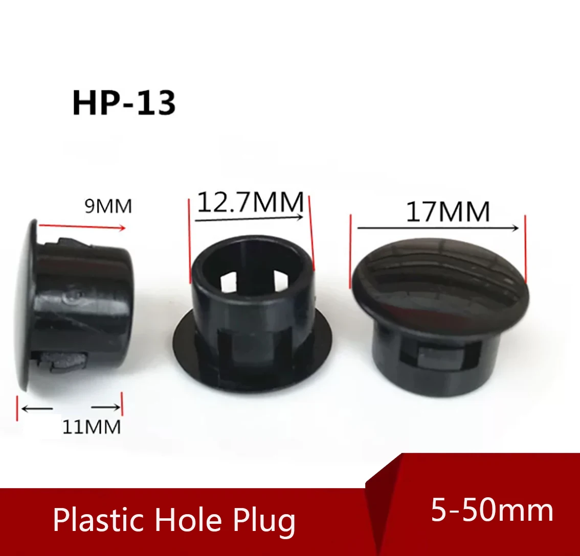 1000pcs Customize Black Snap-on Plug 13mm Plastic Hole Plug Blanking End Caps Tube Pipe Inserts Plug Bung