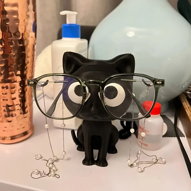 3D Printed Cat Eyeglass Holder, Multi-Functional Desktop Storage Organizer for Home & Office, Adorable Decorative Holiday Gift