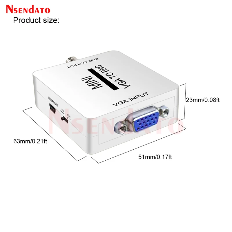 1080P Mini Video Convertor VGA to BNC Video Converter Conversor Composite VGA to BNC Adapter Digital Switch Box For HDTV Monitor