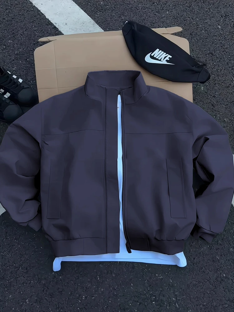 

Мужской ор-бомбер Jaet oulder Width Regular Fit Осеннее бейсбольное пальто с воротником-стойкой, мягкое водонепроницаемое рабочее пальто