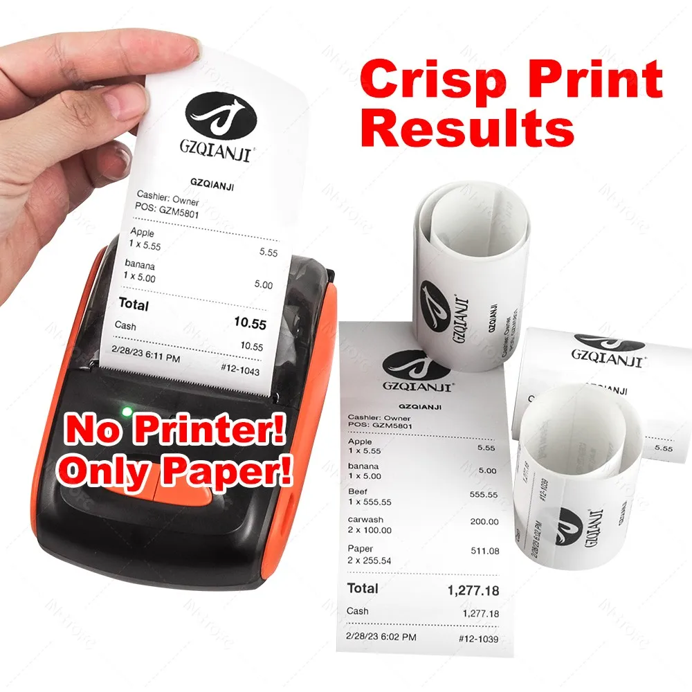 Universal Paper 57x30mm Thermal Receipt Paper for All Mini 58mm Inkless Wireless Bluetooth Thermal Printer Papel Termica 20Rolls