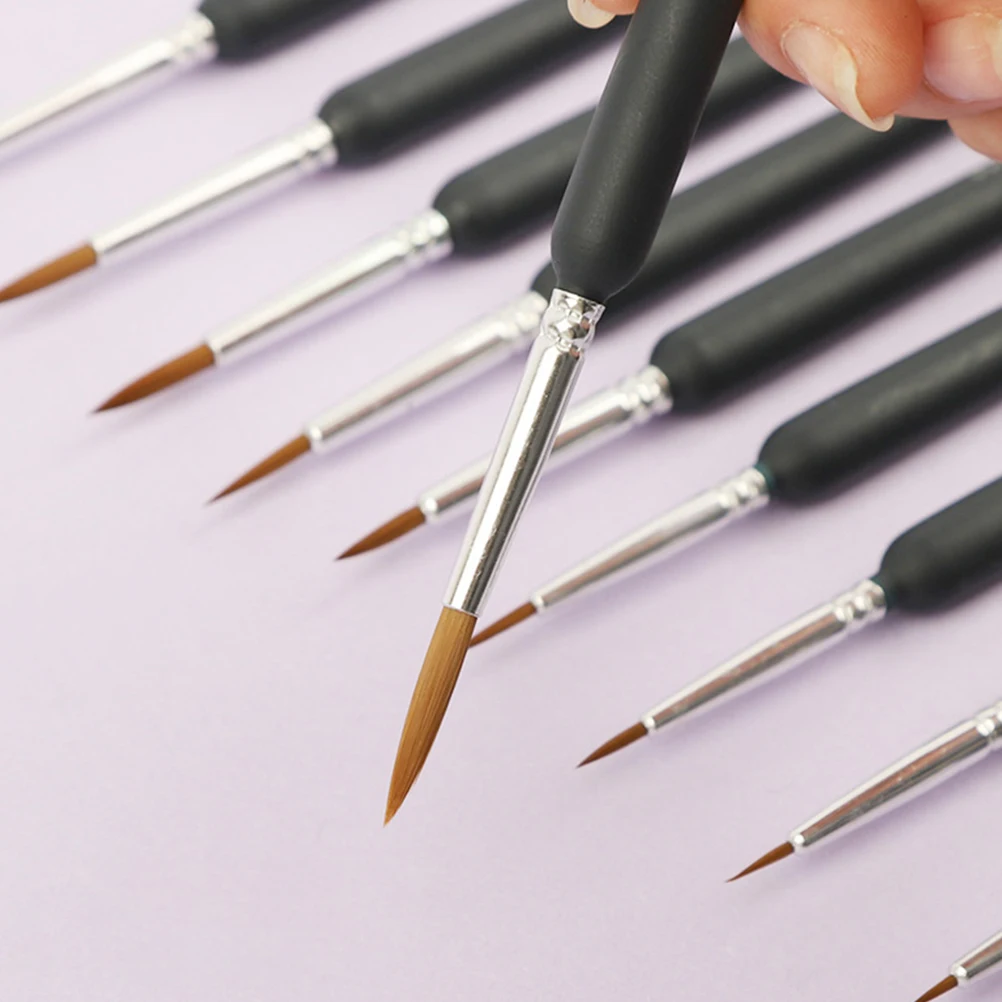 

10 Pcs Painting Hook Line Pen Set Watercolor Brush Palette Fine Detail Travel Brushes