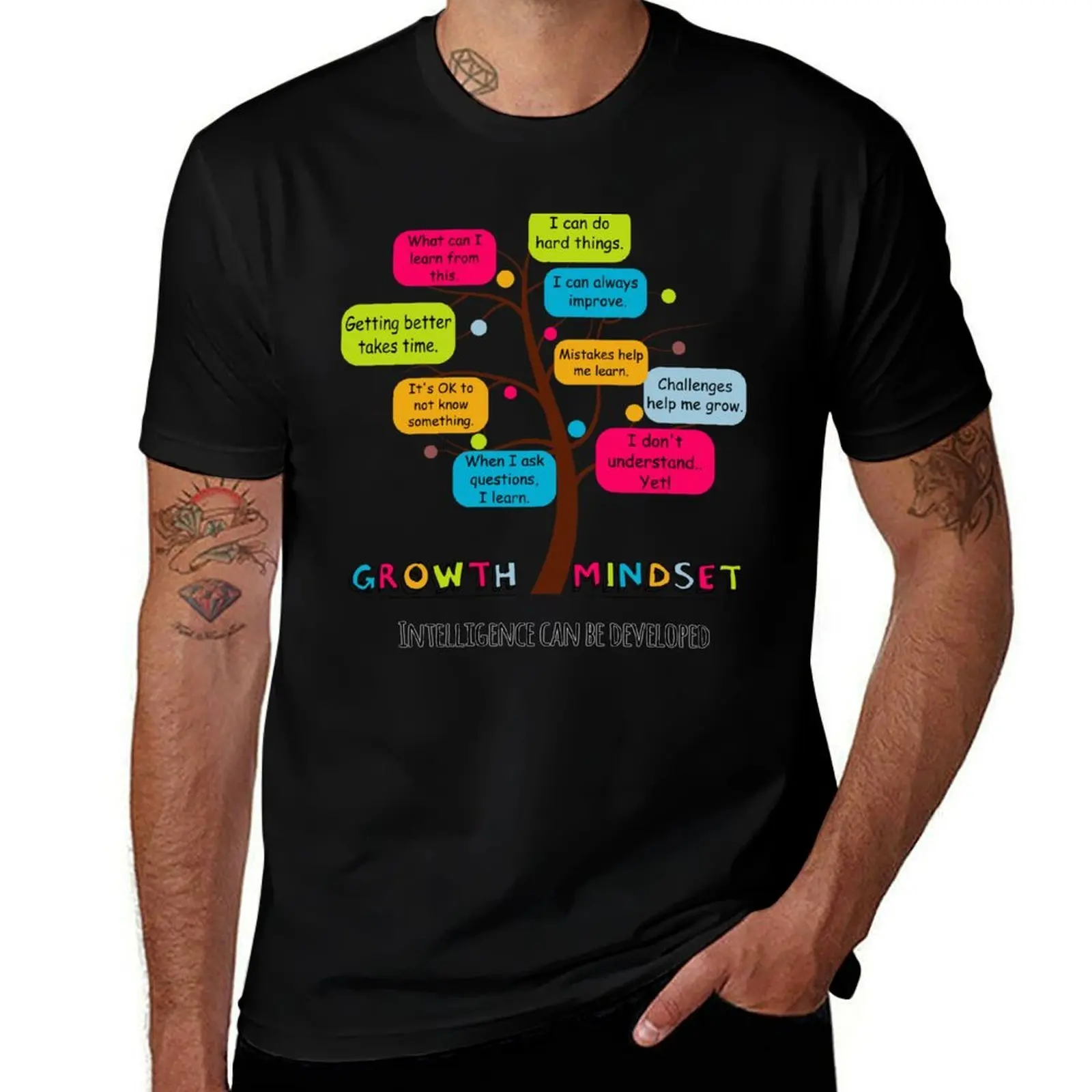 Growth Mindset Development T-Shirt Modern Print Casual T-Shirt