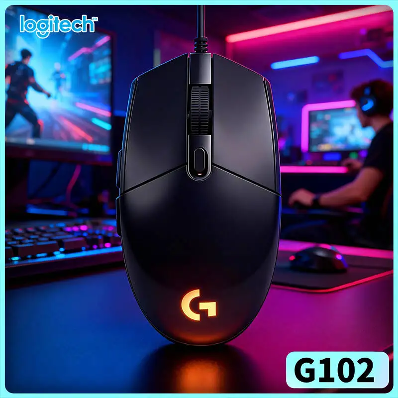 Logitech G102 Gaming Mouse, 8x Faster Than Standard Mice, 8000 DPI HERO Sensor, RGB Lighting, 6 Programmable Keys