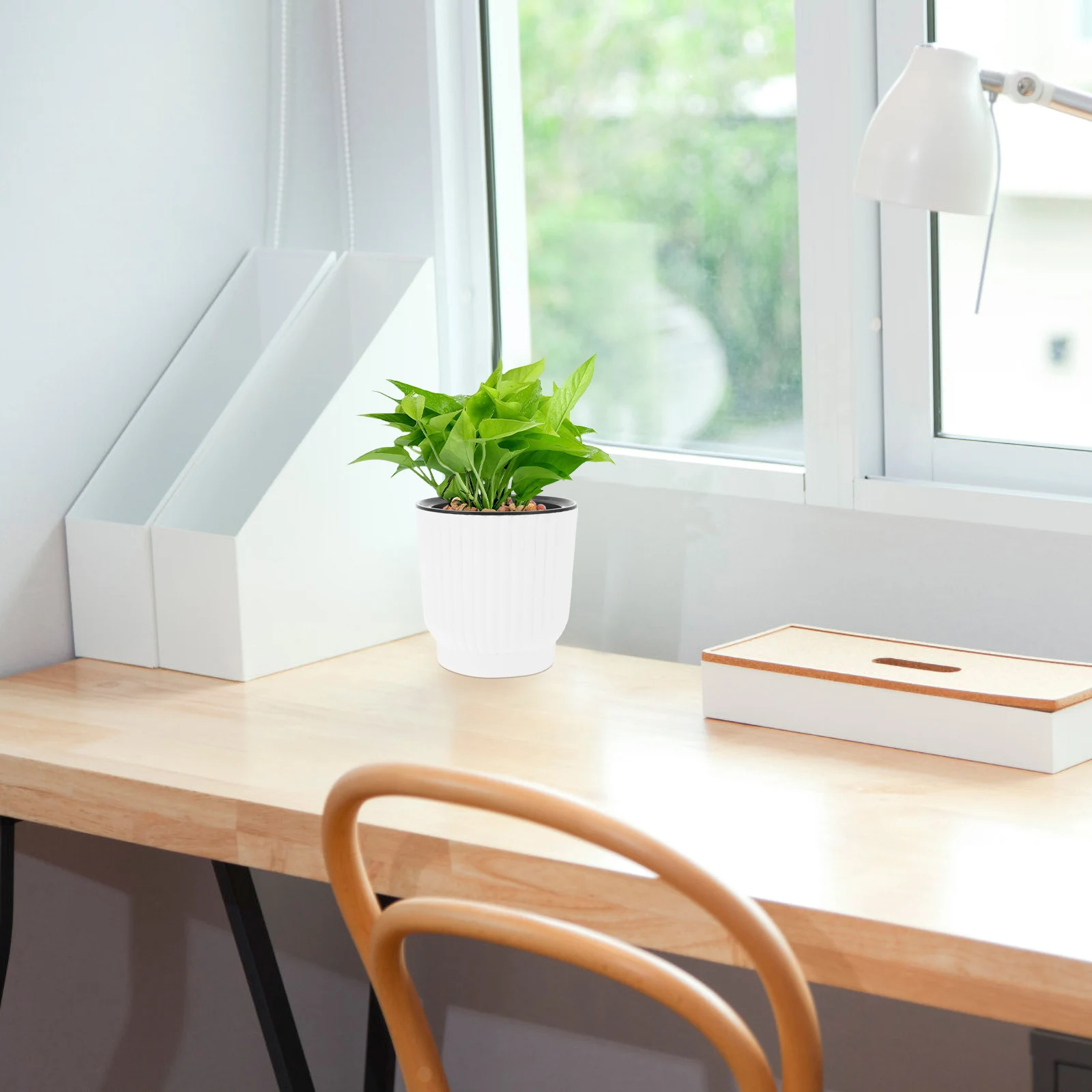 

4 Pcs Self Watering Planters Automatic Flower Pot Plastic Lightweight Durable Sturdy Decorations Planter Container