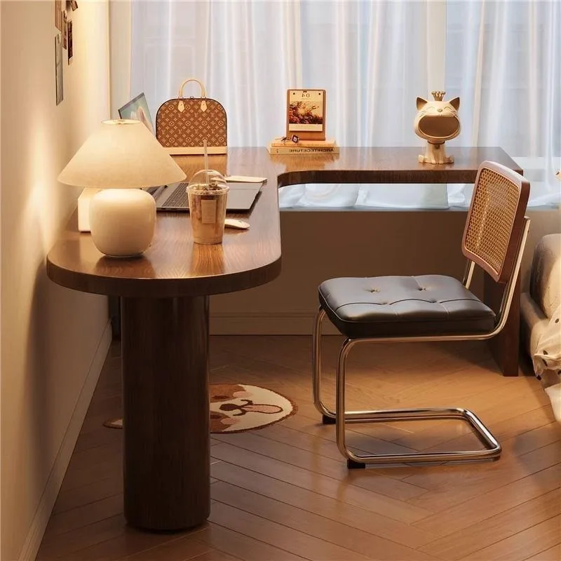 Solid wood corner computer desk, integrated L-shaped corner double desk against the wall