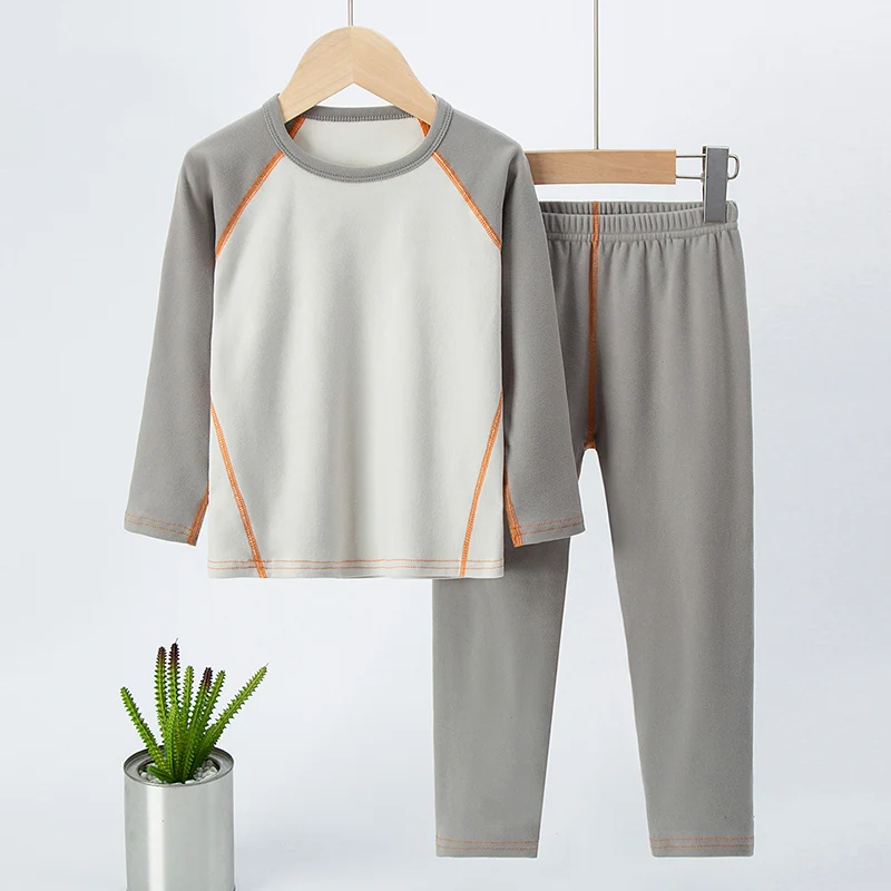 2/4-قطعة الخريف والشتاء الأطفال سميكة نحى اللون حظر الملابس الداخلية الدافئة مجموعة للبنين والبنات ملابس خاصة مريحة #5