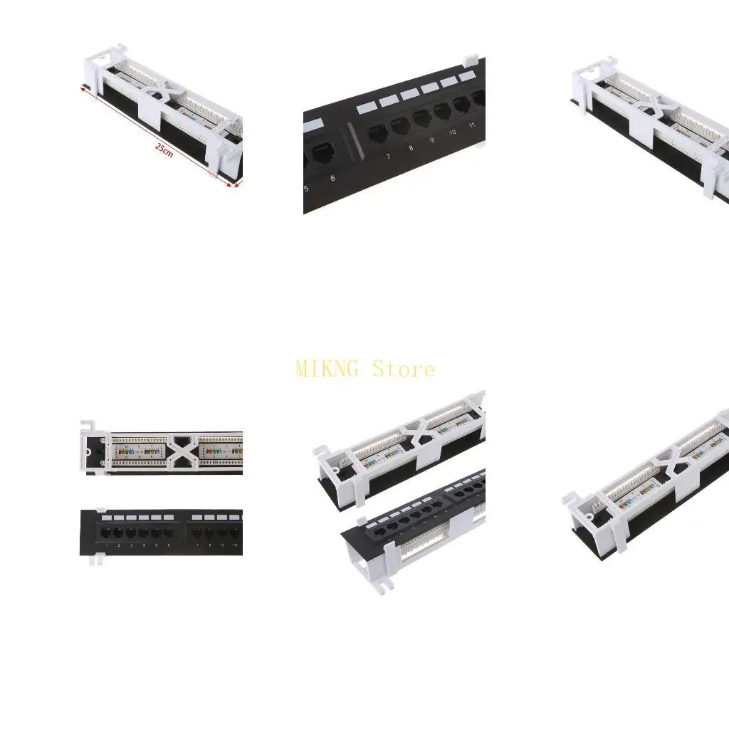 

CAT5 CAT5E Patch Panel RJ45 Networking Wall Mount Rack Mount Bracket 12 Port best sale