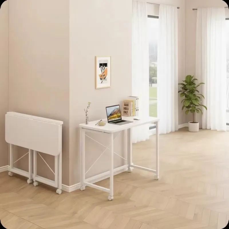 Foldable Retractable Metal Computer Desk Modern Minimalist Home Office Learning Writing Small Table