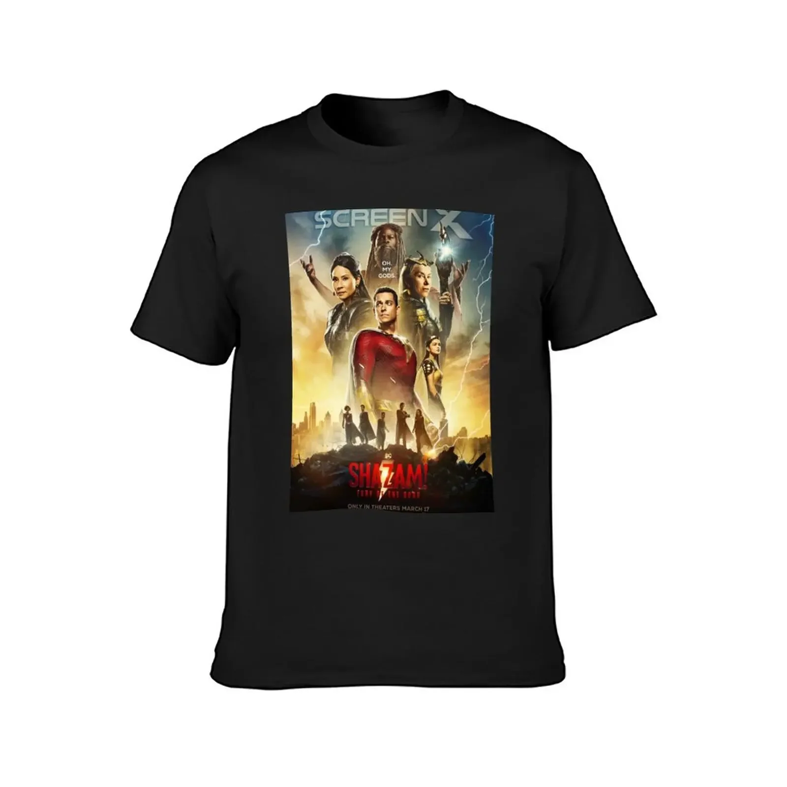 Billy batson - shazam - Shazam movie (2023) poster T-Shirt rapper graphic tees aesthetic clothes tops t shirts for men cotton