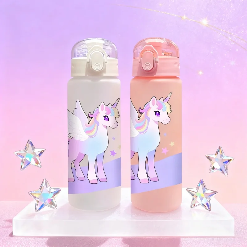 3D Printed 780ml Cute Unicorn Plastic Water Cup with Hand Outdoor Water Bottle,PVC-Free, Leak-Proof, Matte Finish，Fade-Resistant