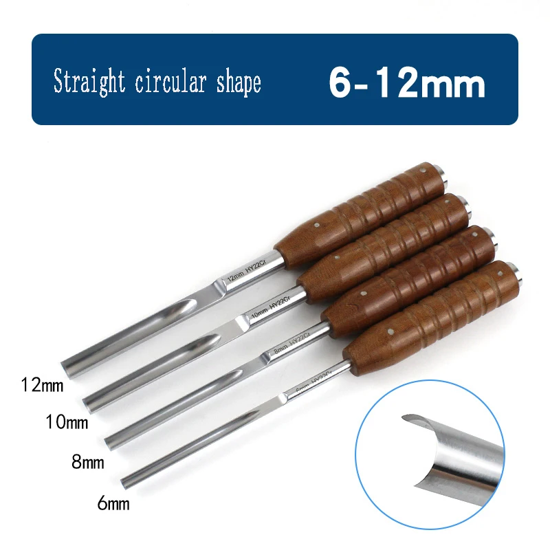 

Stainless Steel Bone Chisel Emei Chisel Knurled Handle Flat Bone Knife Curved Round Osteotomy Knife Bone Chisel