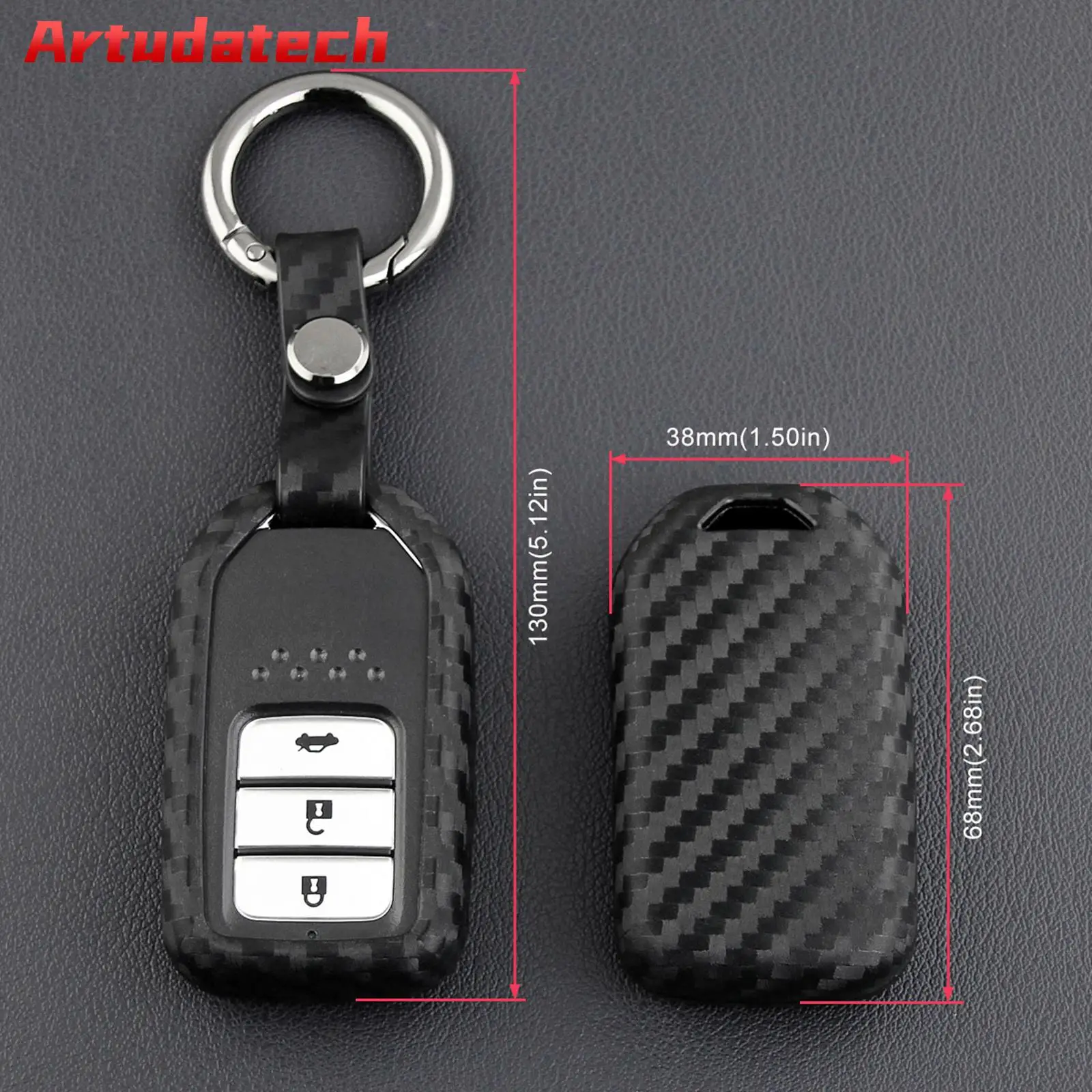 

Artudatech Leather Silicone Car Key Case Cover With Buckle For Honda No Key Included