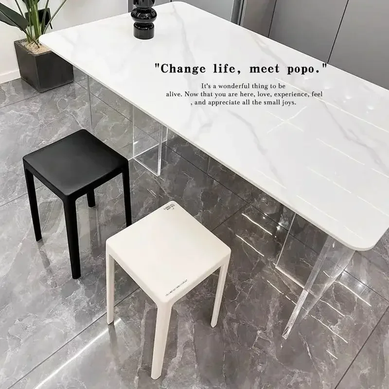 

Simple Plastic Stool Home Living Room Modern Simple High Stool Stackable Nordic High Stool Thick Solid Square Stool2025