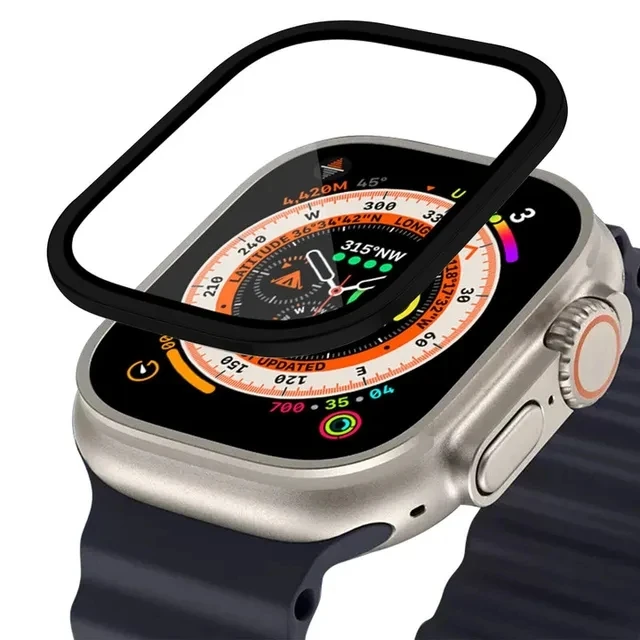 Gehäuse aus Aluminiumlegierung + gehärtetes Glas für Apple Watch Ultra 3 49 mm, kratzfester Displayschutz, iWatch Ultra 2 3 49 mm