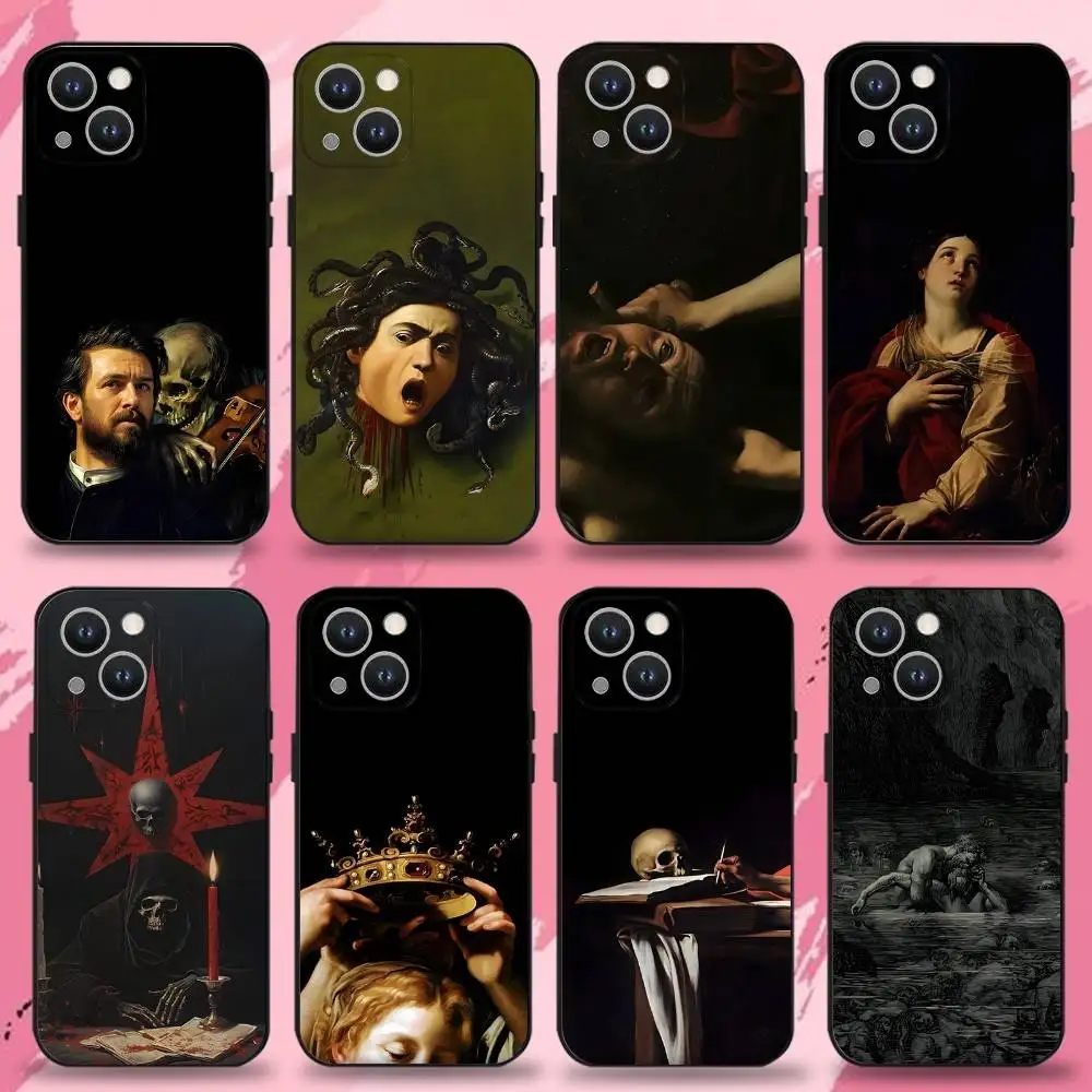 

Art C-Caravaggio Phone Case For iPhone 16,15,14,13,12,11 Plus,Pro Max,XS,X,XR,SE,Mini,8,7,Soft Silicone Black Cover