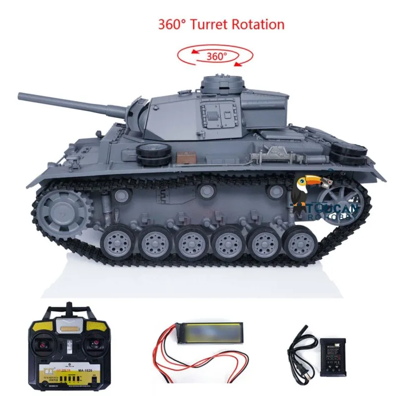 1/16 Mato RTR RC Tank 1223 Metal Scale Gray German Panzer III Infrared Ver Barrel Recoil Radio Control Vehicle Toys Model