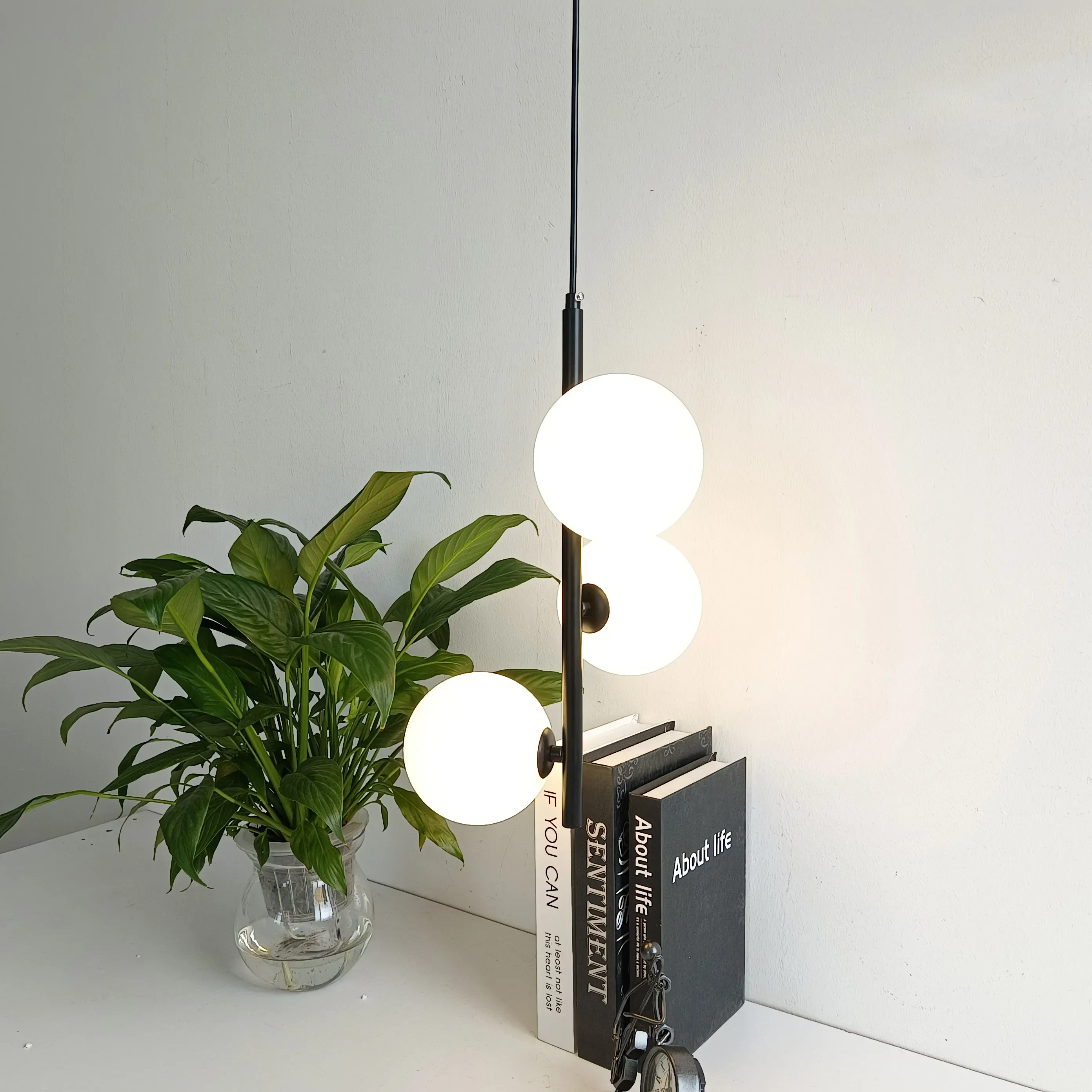 Modern Glass Ball LED Pendant Lights Nordic Black Bedroom Hanging Lamp Live Room Dining Decor Lights Fixture Kitchen Accessories