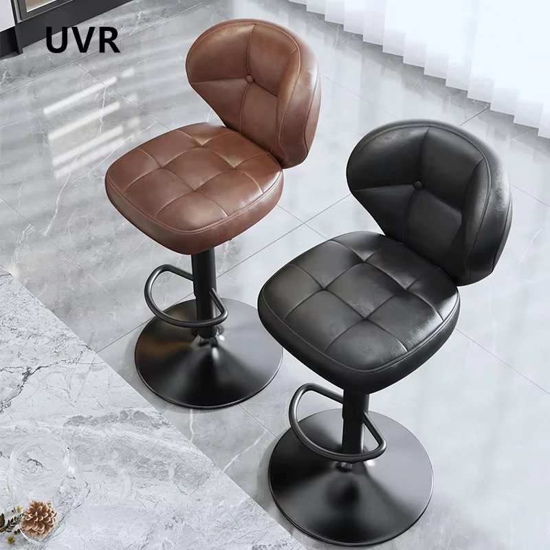 

UVR Modern High Bar Stool Kitchen Lift Chair Leather Bar Stool Backrest Design Light Luxury Front Cashier Bar Stool Furniture