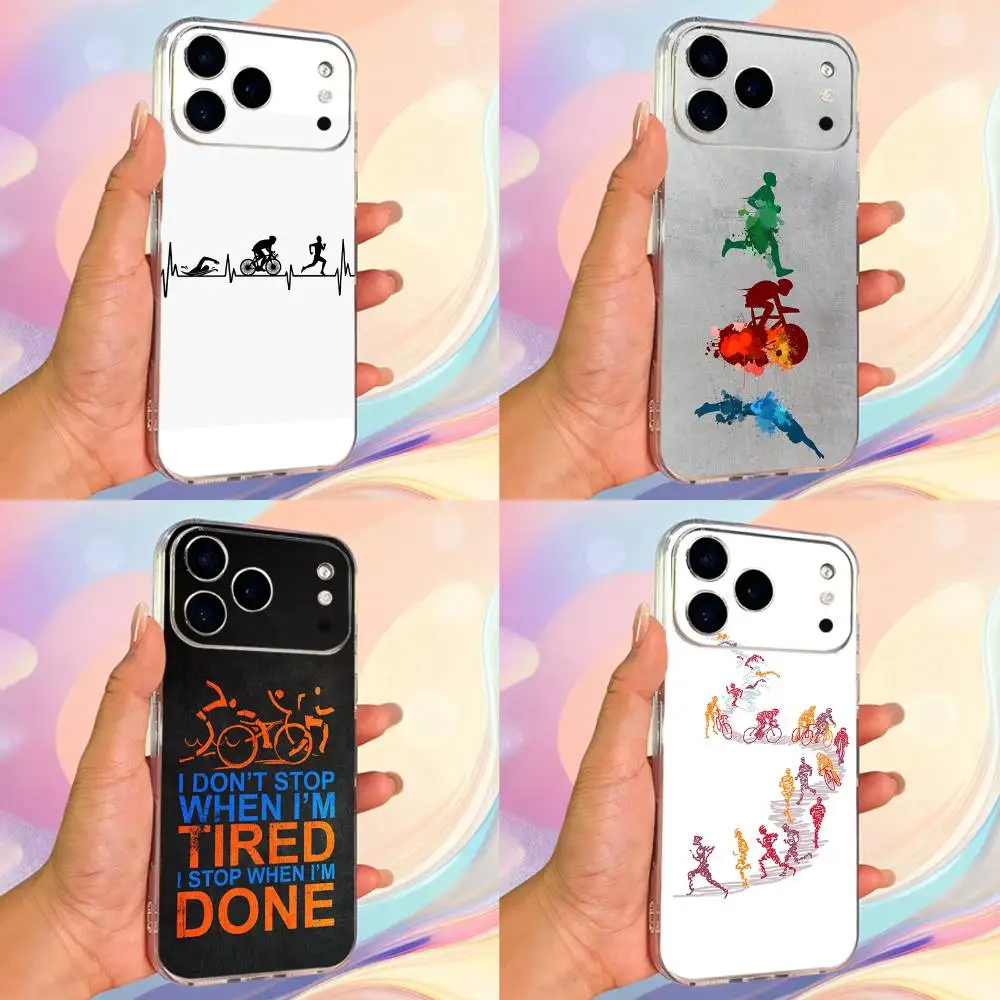 

Swim Bike Run Triathlon Phone Case For iPhone 14,13,12,11,17,16,15,Pro,Max,Plus,X,XS,XR,SE,Mini Transparent Soft Cover