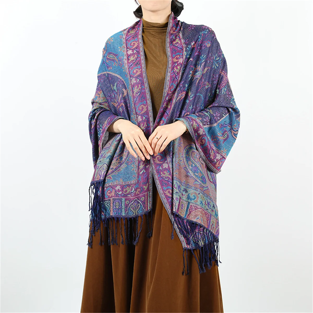 Bohe Style Paisley Jacquard Scarf Luxury Women Silky Pashmina Shawl Wrap Flowers Borders Winter Warm Echarpe Female Foulard