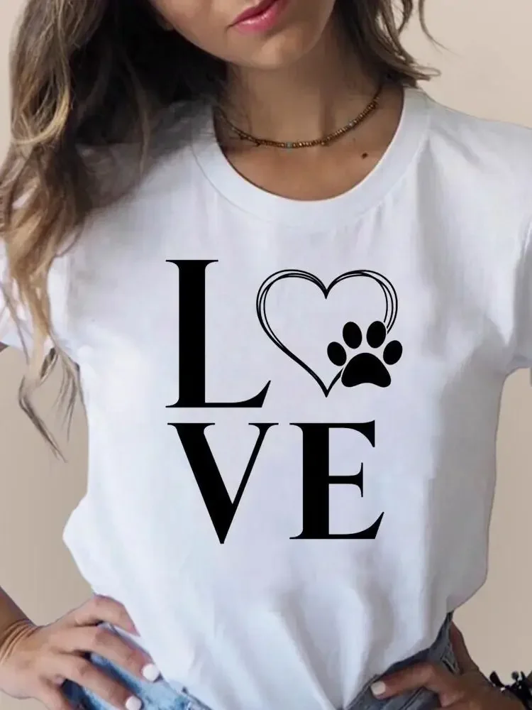T-shirt imprimé à manches courtes pour femmes, vêtements pour femmes, chat, animal de compagnie drôle, animal mignon, t-shirt graphique pour dames, mode estivale
