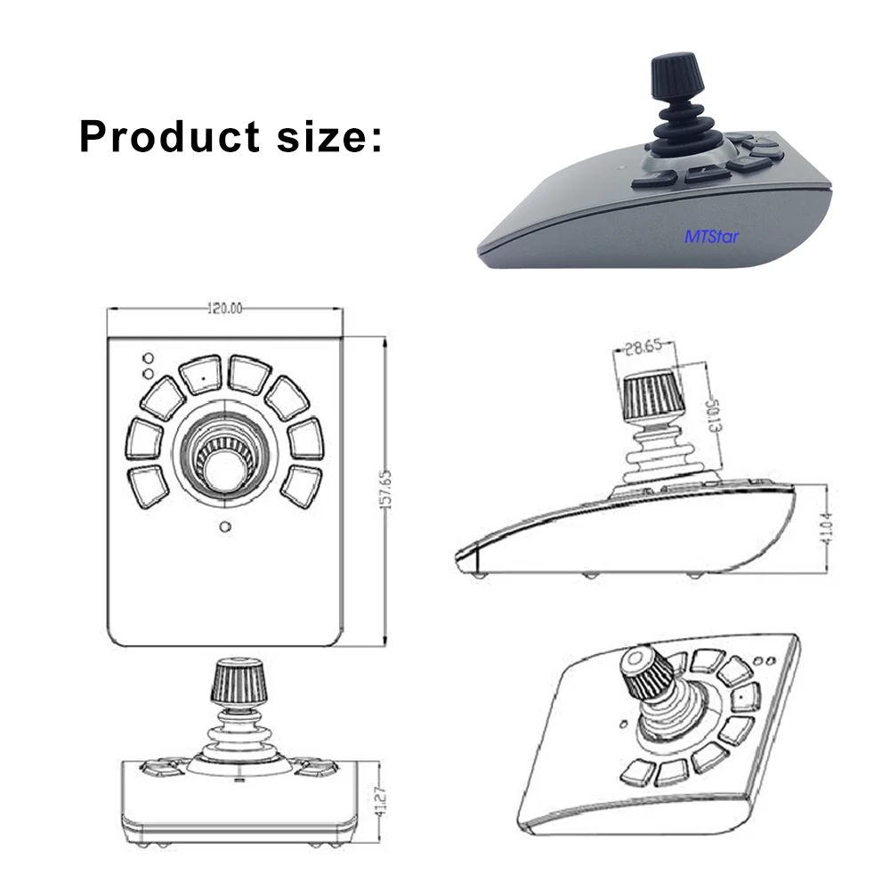 3-axis Hall Effect USB Joystick Keyboard Controller for PTZ Camera Video Surveillance Software Window 8--10 Management Nuuo