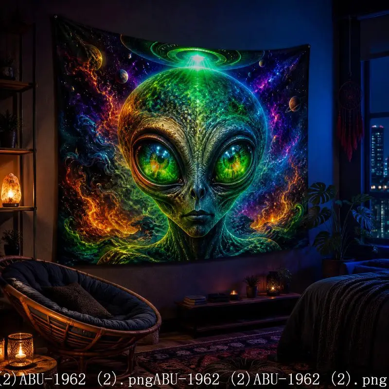 VIKAMA Fantasy Alien Galaxy Tapestry Wall Hanging Cloth Fantasy Universe Space Fluorescent Bedroom Esports Room Home Decoration