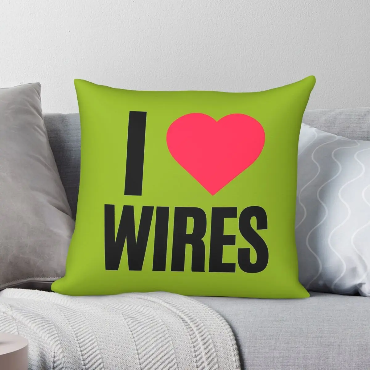 I Heart Wires Badge Square Pillowcase Polyester Linen Velvet Creative Zip Decor Pillow Case Bed Cushion Cover 45x45
