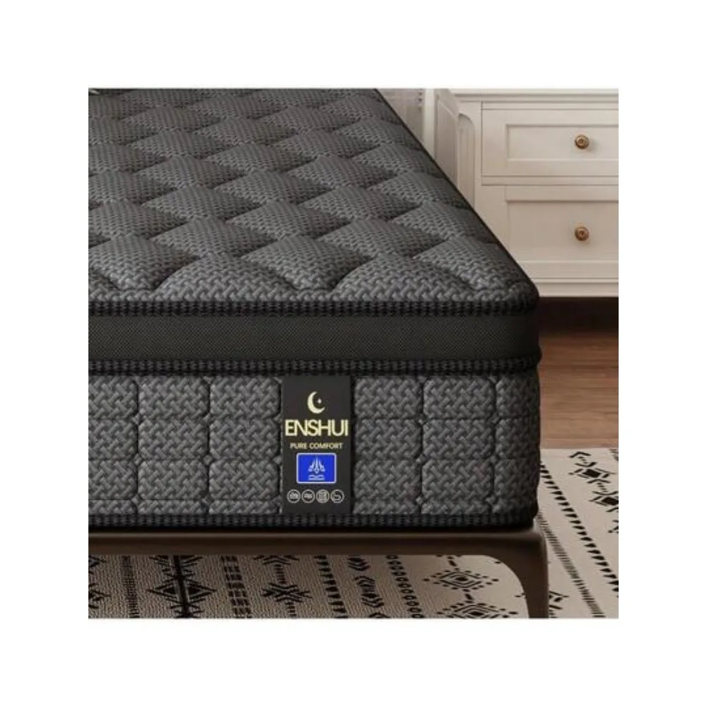 12 Inch Hybrid Mattress Twin Full Queen King Bed in a Box, Gel Memory Foam with Pocket Springs for Pressure Relief, Cool Breathable Sleep, Edge Support, Medium Firm, Fiberglass Free, Odorless, Durable, Ideal for All Sleep Positions, Gift Ready Comfort
