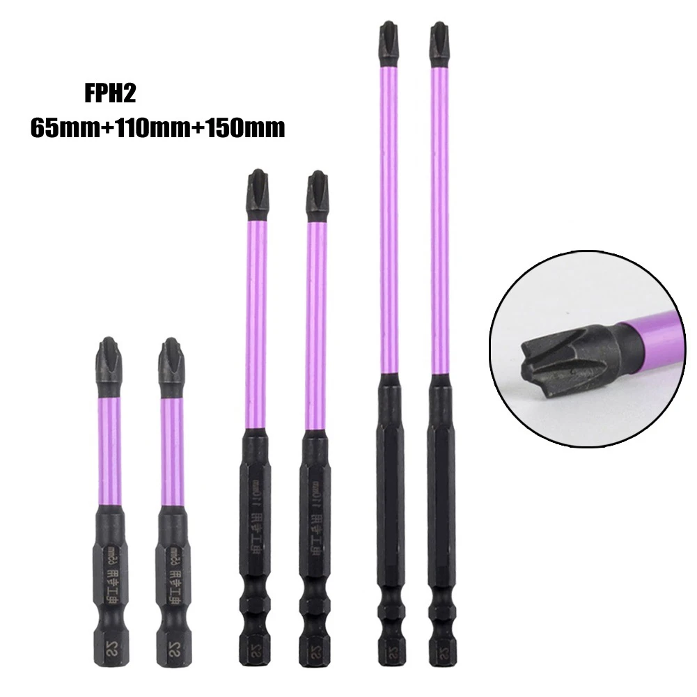 

6pcs Magnetic Special Slotted Cross Screwdriver Bit Batch Head For Electrician FPH2 For Socket Switch Hand Tools 65-150mm